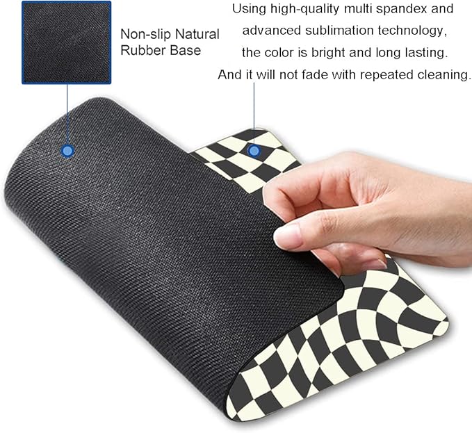 Mouse Pad, Black White Checkered Mouse Pad, Square Mouse Mat Waterproof Computer Mousepad Non-Slip Rubber Base Mouse Pads for Office Laptop