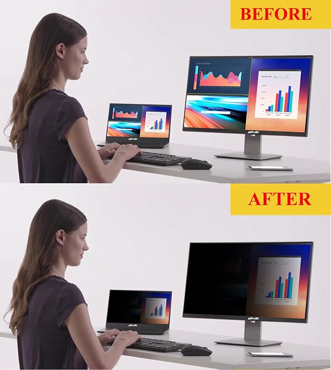[2 Pack] 19 Inch Privacy Screen Filter for Widescreen 16:10 Monitor | Privacy Shield | Anti-Glare | Anti-Blue light Protector | Eye Protection | Computer Security Private Filter