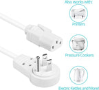 Maximm Monitor Computer Power Cord 10 Ft Flat Plug 360° Rotating PC Cable 3 Prong for, Desktop, Printer, Scanner, 16 AWG NEMA 5-15P to IEC13 - UL Certified