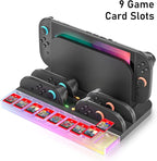 Charger Dock Station for Nintendo Switch 2 Joycon, Switch 2 Charging Dock with RGB Light Mode, Portable Charging Station with 9 Game Slots