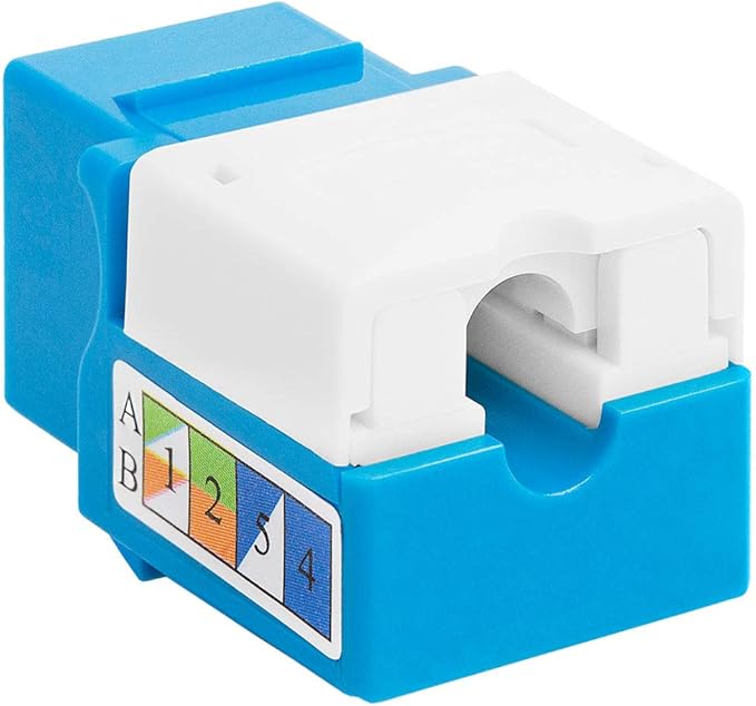 Cmple - 10 Pack Cat6 Keystone Jack Insert Punch Down RJ45 Connectors RJ45 Keystone Jack 90 Degree Female for Wall Plates, Patch Panels, Patch Cables, Ethernet Cables - Blue