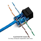 trueCABLE Cat5e Keystone Jack, Unshielded (UTP), 90 Degree Punch-Down, PoE++ (4PPoE) 100W, UL Listed, ETL Verified, ANSI/TIA Certified, Modular RJ45 Female, Black, 24 Pack