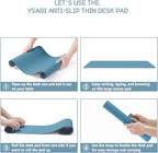 YSAGi Non-Slip Leather Desk Pad L Size, Waterproof Laptop Computer Desk Keyboard Mat, Table Protector Blotter Mat, Large Mouse Pad for Office/Work/Home/Decor(Blue, 35.4" x 17")