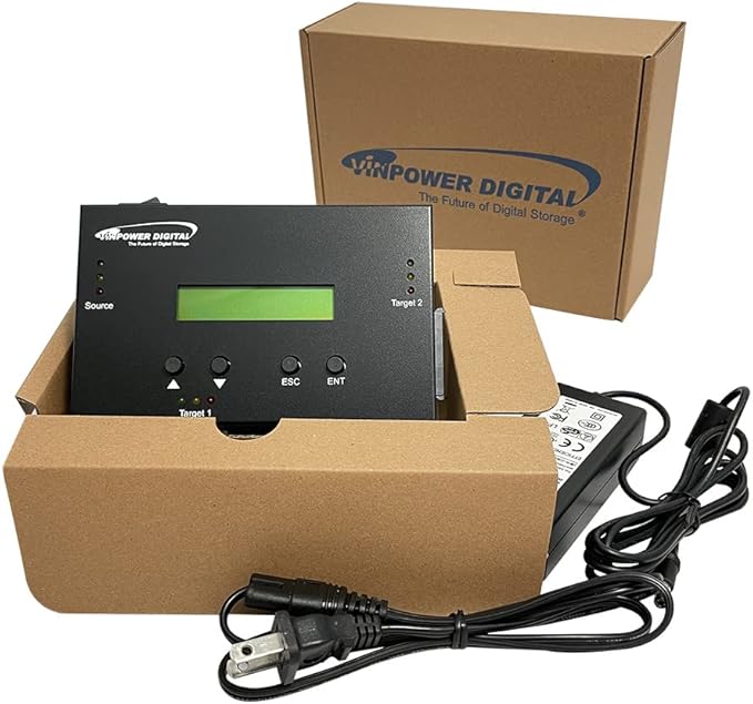Vinpower 1 to 2 SATA 2.5" & 3.5" Hard Disk Drive/Solid State Drive (HDD/SSD) Clone Duplicator and DOD Level Eraser