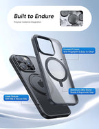 MAGIC JOHN 360° Rotatable Magnetic Invisible Stand for iPhone 15 Pro Max Case [Anti-Slip Grip] [Compatible with MagSafe] 16FT Shockproof for iPhone 15 Pro Max Case with Kickstand, Black