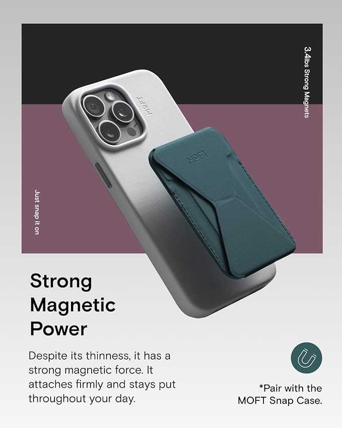 MOFT Magnetic Wallet Stand Compatible with iPhone 16/15/14/13/12 Series, Angle Adjustment & Magsafe Compatible MOVAS Phone Stand,Jungle