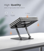 Adjustable Laptop Stand for Desk, Aluminum Portable Laptop Stand, Lightweight 500g, Foldable Ergonomic Computer Notebook Stand Holder for 11-16" MacBook Air Pro, Dell XPS,HP Computer Notebook, Black