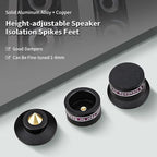 HiFi Speaker Spikes IF03B by Audiocrast, Speaker Vibration Dampener Stand Feet Pads Shock Absorber Isolation Pucks, Speaker Resonance Reducer with Non-Slip Mat for Turntable Amp CD DAC Recorder