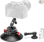 NEEWER 6" Suction Cup Camera Mount with Ball Head Magic Arm, 2 Pack Metal Car Mount for Camera/Action Camera/Phone, Air Pump Vacuum on Car or Window Glass with 1/4" 3/8" ARRI Mounting Holes, CA013