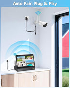 5MP Wireless Security Camera System with 10" Monitor, Outdoor WiFi Home Video Cameras Systems Surveillance DVR Kits