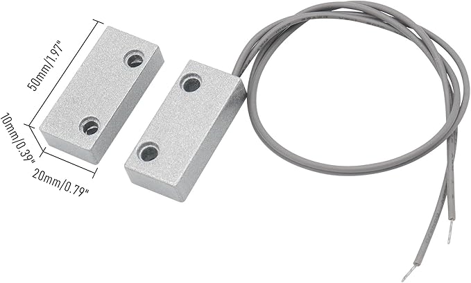 Magnetic Reed Switch Wired Surface Mount Normally Open/Closed NC/NO Contact Sensor Alarm Magnetic Door Switch with 3 Wires, Zinc Alloy Sliver, MC-52