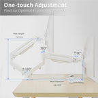 Suptek Monitor Mount Gas Spring Single Monitor Arm Desk Mount Stand Fully Adjustable Fits 17 20 22 23 24 26 27 32 inch Monitors (White)