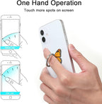 Bonoma Cute Butterflies Phone Ring Holder, 3 Pack Universal Finger Ring Stand Grip Kickstand Ring, 360° Rotation Universal Stylish Stand Compatible with All Smartphones