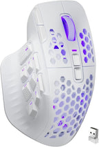 SM809 Pro Wireless MMO Gaming Mouse with 9 Side Buttons,24000 DPI,Triple Connectivity (2.4G/BT/Wired) RGB MMO Mouse for Gamer,16 Programmable Macros,Up to 350H Battery Life,White