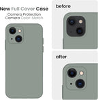 FireNova Designed for iPhone 13 Case, Silicone Upgraded [Camera Protection] Phone Case with [2 Screen Protectors], Soft Anti-Scratch Microfiber Lining Inside, 6.1 inch, Calke Green
