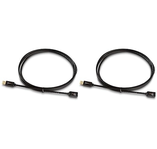 Amazon Basics 2-Pack USB-A 3.0 Extension Cable, 4.8Gbps High-Speed, Male to Female Gold-Plated Connectors, 6 Foot, Black