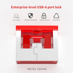 12PCS USB Metal Port Lock Blocker with 1 Key - Secure USB-A Port Protector for PC/Laptop, Anti-Theft Data Security Lock, Dust & Moisture Proof Cover, Removable Type-A Connector Red