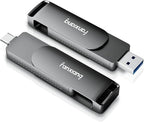 512GB Fast External SSD Flash Drive Up to 2000MB/s USB3.2 Gen2, 2-in-1 Dual USB A +Type-C Drive, USB Memory Stick Solid State Thumb Drive for iPhone 15/16/Android/Windows/MacPC/Laptops
