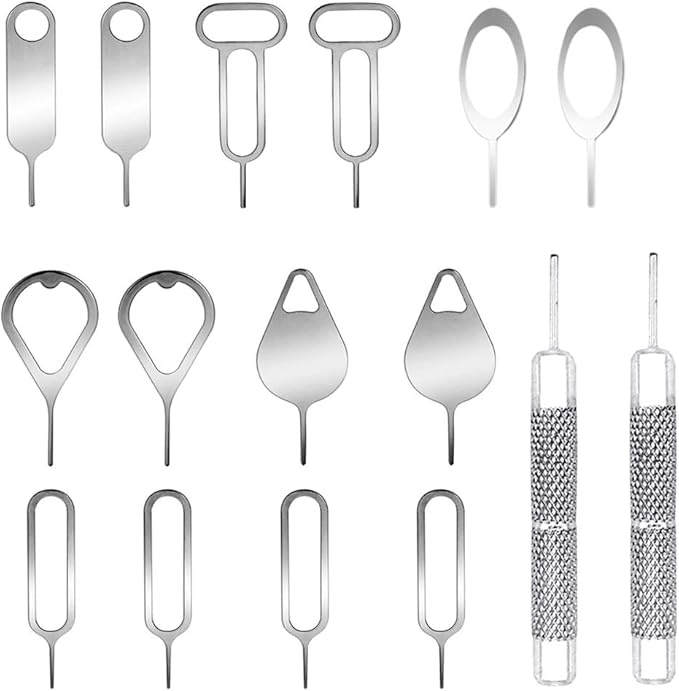 16 Pieces SIM Card Removal Openning Tool Tray Eject Pins Needle Opener Ejector Compatible with All iPhone Apple iPad HTC Samsung Galaxy Cell Phone Smartphone Watchchain Link Remover