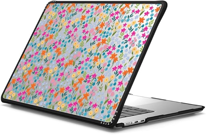 CASETiFY Impact MacBook Air 15" (M2-M4) Case [Cushioned Impact Corners/Scratch-Resistant/Anti-Slip Grip] - Petit Floral Transparent - Clear Black