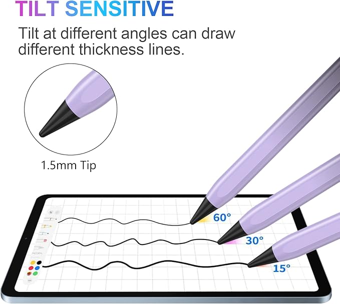 Stylus Pen for iPad 2018-2023 with Palm Rejection, Active Pencil for iPads 10th/9th/8th/7th/6th Gen, for iPad Pro11/12.9 inch, for iPads Air 5th/4th/3th, for iPad Mini 6th/5th Gen(Black and Purple)