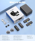 FULAIM X2 Wireless Lavalier Microphone for iPhone Android Phones iPad Tablets, Clip on Lapel Microphone System with 24H Charging Case for Video Recording Vlogging, YouTube, Interview