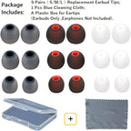 Earbud Replacement Tips Silicone Earbud Tips Headphone Earbud Tips Ear Gels Fit for Inner Hole from 3.8mm - 5.1mm Earphones 9 Pairs S/M/L
