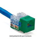 trueCABLE Cat6A Keystone Jack, Unshielded (UTP), 90 Degree Punch-Down, PoE++ (4PPoE), UL Listed, ETL Verified, ANSI/TIA Certified, Modular RJ45 Female, Green, 12 Pack