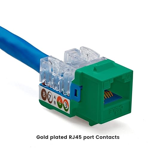 trueCABLE Cat6A Keystone Jack, Unshielded (UTP), 90 Degree Punch-Down, PoE++ (4PPoE), UL Listed, ETL Verified, ANSI/TIA Certified, Modular RJ45 Female, Green, 48 Pack