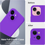 FireNova Designed for iPhone 15 Case, Silicone Upgraded [Camera Protection] Phone Case with [2 Screen Protectors], Soft Anti-Scratch Microfiber Lining Inside, 6.1 inch, Neon Purple