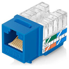 Everest 90° Angled RJ45 Cat6A Keystone Jacks 100-Pack in Blue - Slim Profile Female RJ45 Connectors - Cat 6A Keystone Jack - Compatible with 90° Angled Speed Termination Tool - easyJACK (B094WB91H3)