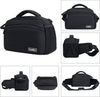 Cwatcun Waist Camera Case DSLR SLR Bag Sling Shoulder Camera Bag Water Resistant Pack for Camera Carrying Case for photographer Hiking Shooting Traveling Men Women