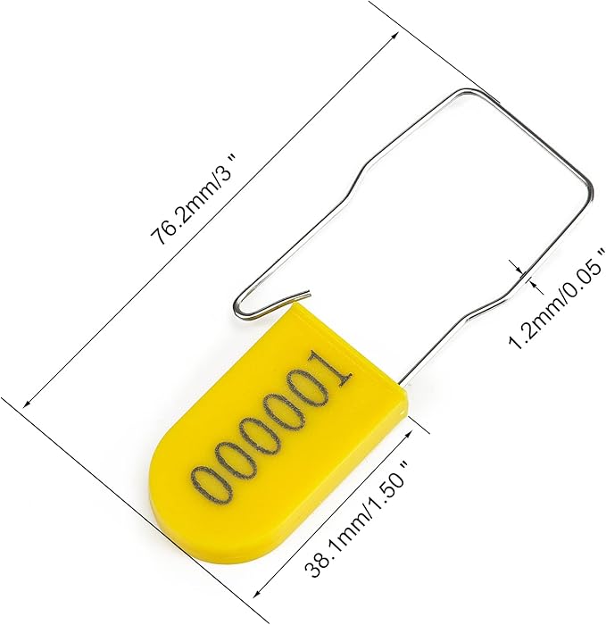 100PCS Plastic Padlock Security Seals Metal Wire Padlocks Electric Meter Seal Disposable Anti-Tamper Lock Numbered Anti Tamper Tag Hasps Yellow