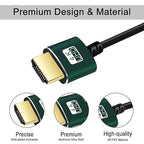 Slim HDMI Cable 3.3FT, Ultra Soft & Thin HDMI to HDMI Cord, Extreme Flexible & Skinny HDMI Wire Supports High Speed 4K@60Hz 18gbps 2160p 1080p