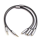 REXUS Grey 2-Pack 3.5mm Y Splitter Stereo Audio Cable 4-Pole Male to 2 Female for Headphone, Headset Splitter Adapter Extension Aux Cable, Compatible MobilePhone and New Version Laptop(M22F35Gx2)