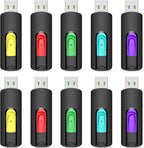 Aiibe 10 Pack 64GB Flash Drive USB Drive 64GB USB Flash Drives Thumb Drives USB 2.0 Memory Stick Bulk (64 GB, 10 Pack, 5 Mixed Colors)