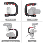 ULANZI U-Grip Pro Handheld Video Rig Steadicam with Triple Cold Shoe, Stabilizing Handle Grip Compatible for iPhone 16 15 14 13 12 Pro Max Xs 8 7 plus Action Camera 13 10 Canon Nikon Sony DSLR Cameras