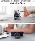 Sinjimoru Phone Grip Stand, Compatible with MagSafe, Adaptor Ring Included, 3000G Kickstand for iPhone 16/15/14/13/12. M-Tap Tok Stand Clear White