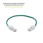 TRUECABLE Cat6 Component Rated Patch Cable, Unshielded (U/UTP), 1ft, Green, 28AWG Solid Copper, Snagless 10G High-Speed Ethernet Cable, PoE++ 4PPoE 100W, UL Listed, RoHS-3, 1 Pack