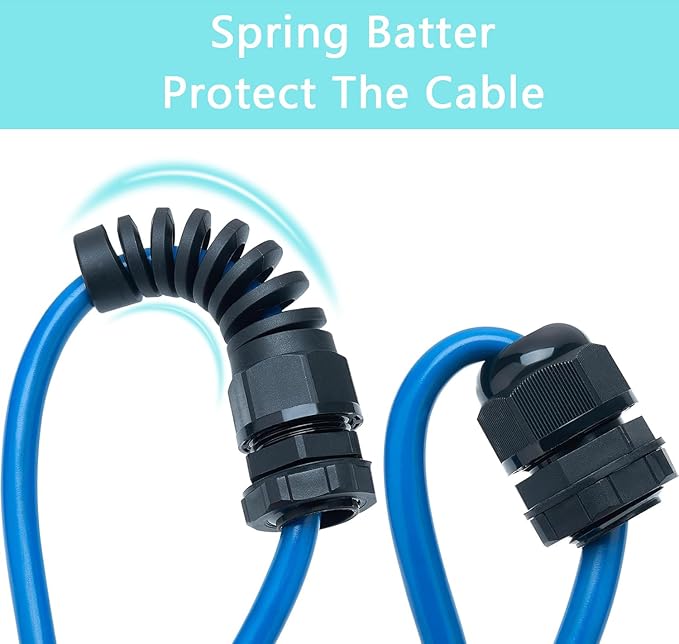 4 Pcs Waterproof Cable Gland,PG21(NPT 3/4) Thread(12.5-18mm),waterproof wire grommet Strain Relief Cord Connectors,Suitable for Various Electrical Installations ，Made of PA66 Material,