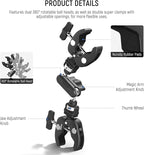 NEEWER Double Super Clamp Camera Mount with Magic Arm, NATO Interface, Cold Shoes, 1/4" Locating Holes for ARRI, Desk Studio Photography Light Stand Pole Cross Bar Umbrella Holder Clamp Mount, UA060