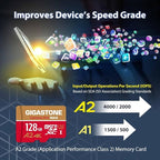 [5-Yrs Free Data Recovery] GIGASTONE 128GB Micro SD Card with USB 3.2 Type C Card Reader, 4K Camera Pro MAX, Speed Up to 120MB/s Compatible with Gopro, DJI, Dash Cam, MicroSDXC UHS-I A2 V30 U3
