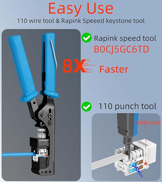 Rapink RJ45 Keystone Jack Cat6 10G Support, Keystone Jacks UTP 25 Pack for Wall Plate and Patch Panel, Rj45 Keystone 90 Degree Orange Color for Cat6, Cat5e, Cat5 Cabling