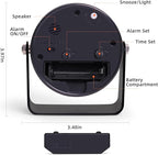Analog Alarm Clock, Silent Non-Ticking Quartz Movement, Battery-Operated with Snooze & On-Demand Light, Easy to Set Gentle Wake Bedside Desk Clock, Ideal for Home, Travel, Office (Black)