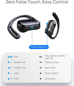 Open Ear Headphones, 0.28oz Lightweight Next-Gen Bluetooth 5.4 Air Conduction Wireless Earbuds w/Extra Bass, 48H Playtime, 3 EQ Modes, ENC Mic, IPX5, Snug Fit for Workout Running Beige