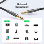 UGREEN 3.5mm Audio Cable Nylon Braided Aux Cord Male to Male Stereo Hi-Fi Sound for Headphones Car Home Stereos Speakers Tablets Compatible with iPhone iPad iPod Echo More 6FT