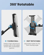 Moukey Tablet Holder for Microphone Stand, Adjustable Mic Music Stand Phone Holder Mount, Compatible with iPad, iPhone, Android, All 4.7 to 12.9 Inches Tablets & Smartphones