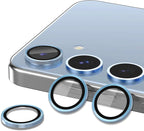 for Samsung Galaxy S24 FE Camera Lens Protector, Individual Metal Ring Tempered Glass Lens Cover, [Strong Adsorption] Scratch Resistant Ultra-Thin HD Clear Lens Cover, 1 Set-Blue