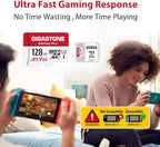 GIGASTONE Micro SD Card 128GB 5-Pack, Gaming Plus, MicroSDXC Memory Card for Nintendo-Switch 1, Security Camera, Dash Cam, UHS-I U3 A1 Class 10, up to 100MB/s, with MicroSD to SD Adapter