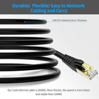KASIMO CAT 8 Ethernet Cable Shielded SFTP Internet Network Patch Cord, Heavy Duty High Speed LAN Cables w Gold Plated RJ45 Connector Professional for Router, Modem, Gaming (5 Feet, 5 Pack Black)
